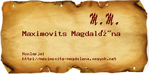 Maximovits Magdaléna névjegykártya
